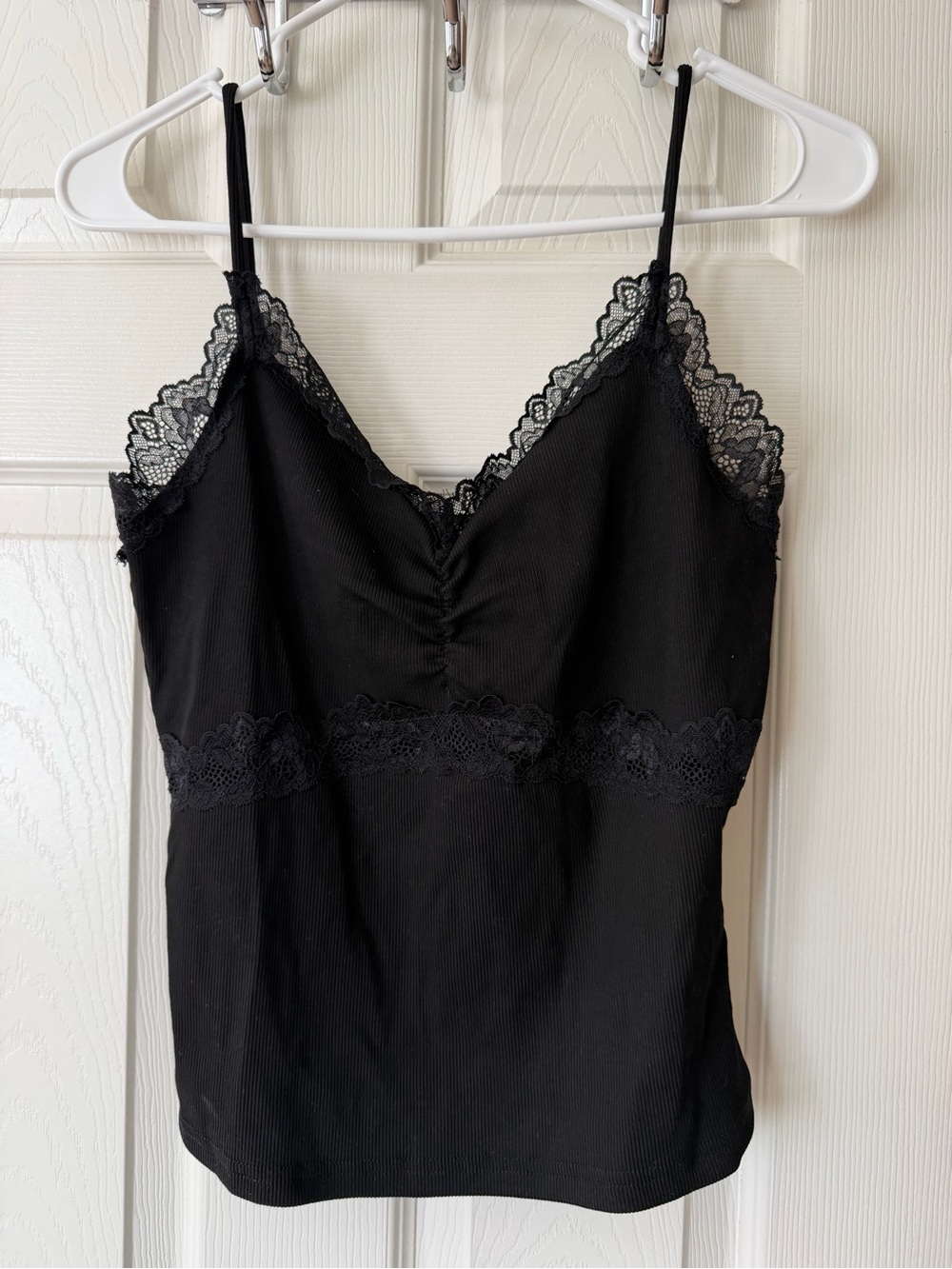 white birch Black Lace-Trim Tank Top